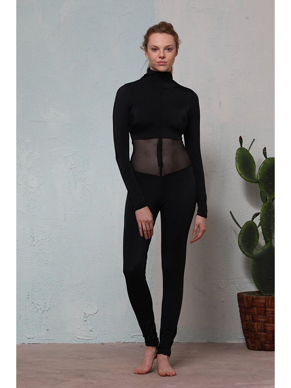 Fileli Siyah Yüzücü Tulumu 2255