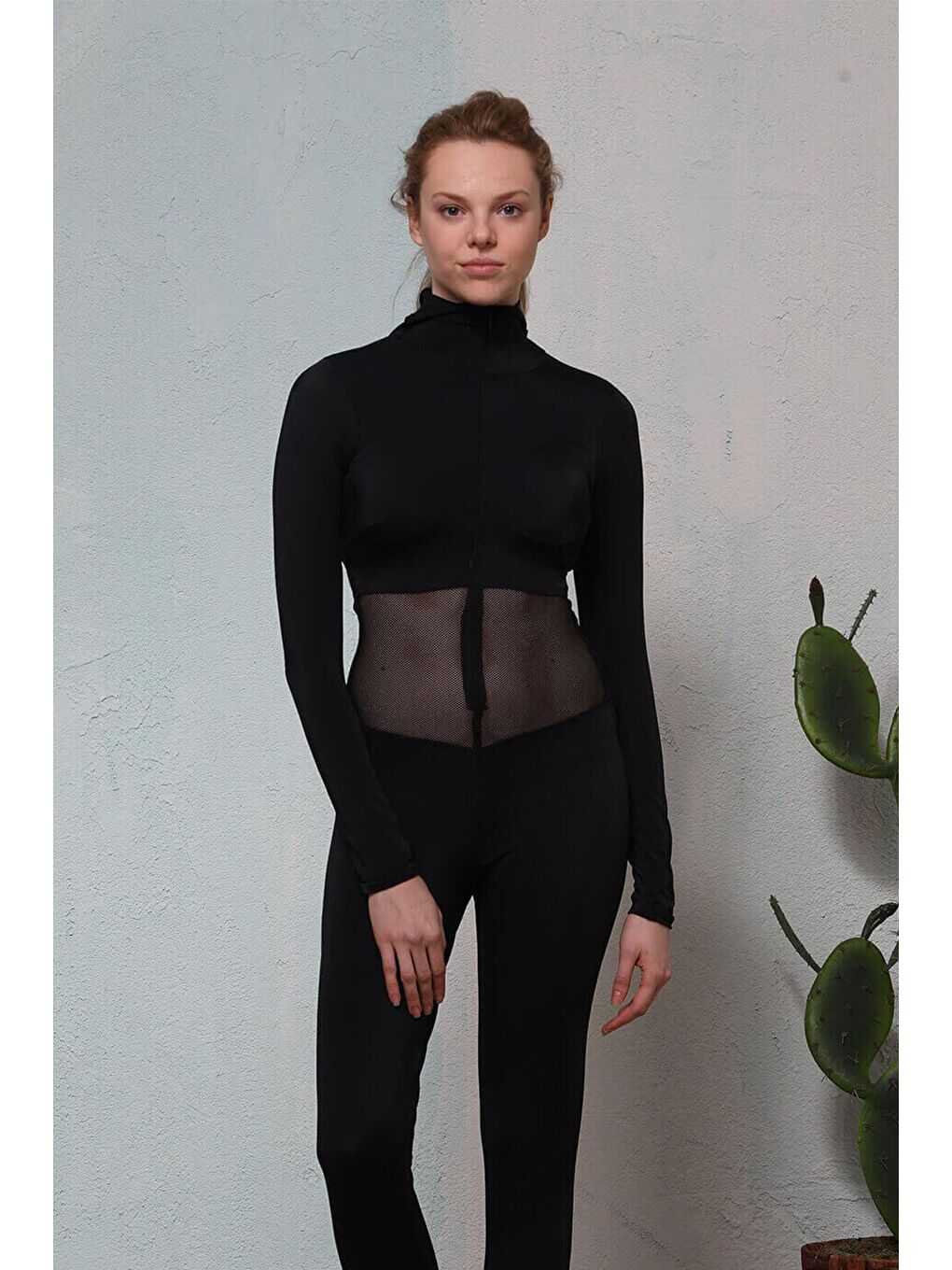 Fileli Siyah Yüzücü Tulumu 2255-1