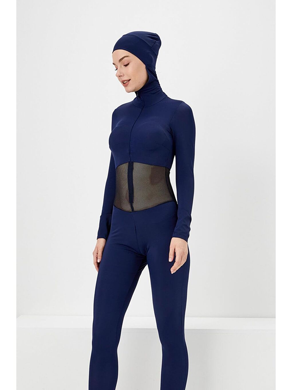 Fileli Lacivert Yüzücü Tulumu 2255-2