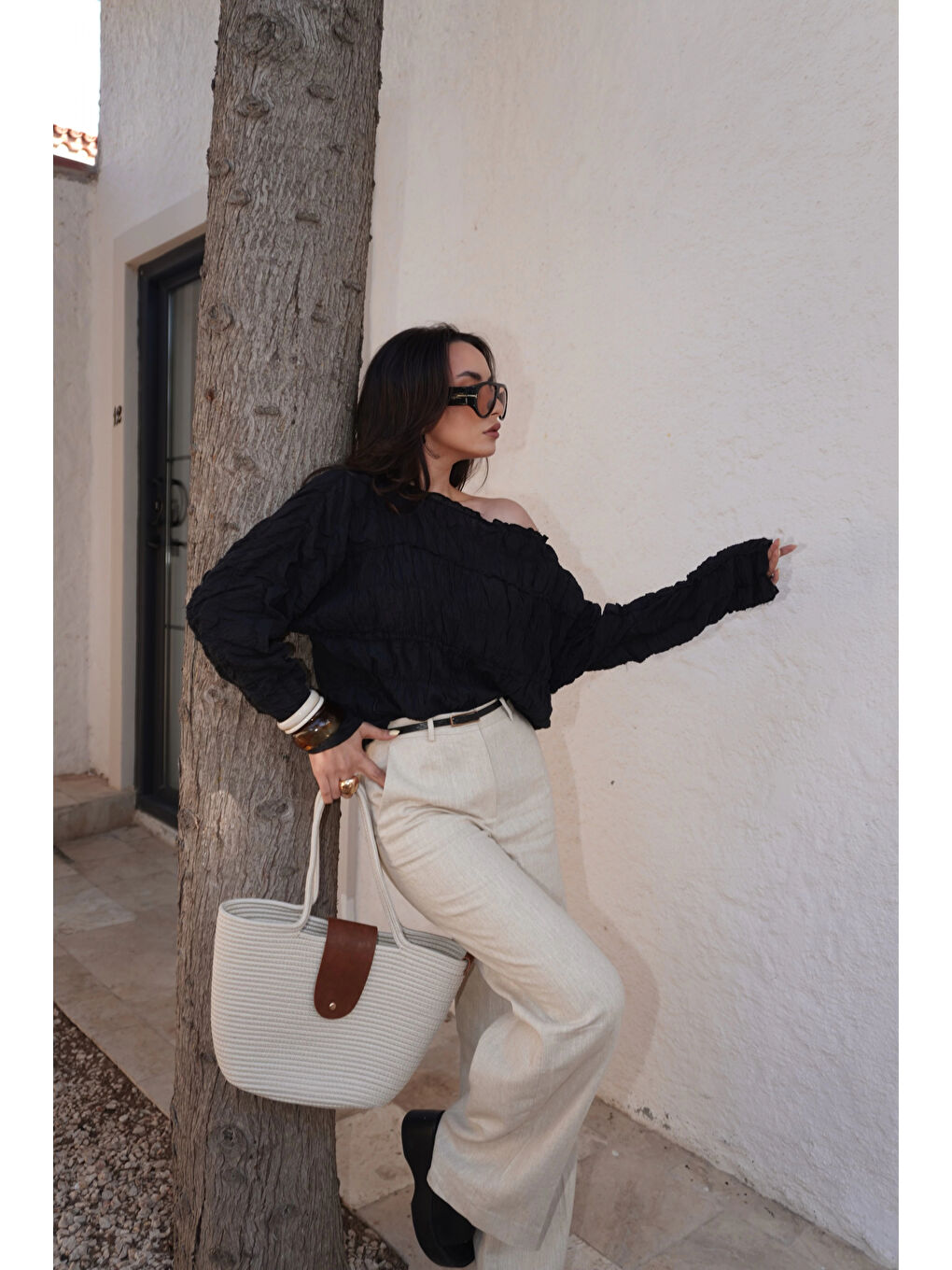 Karışık Kadın Siyah Gipeli Bluz 1040-4066-2