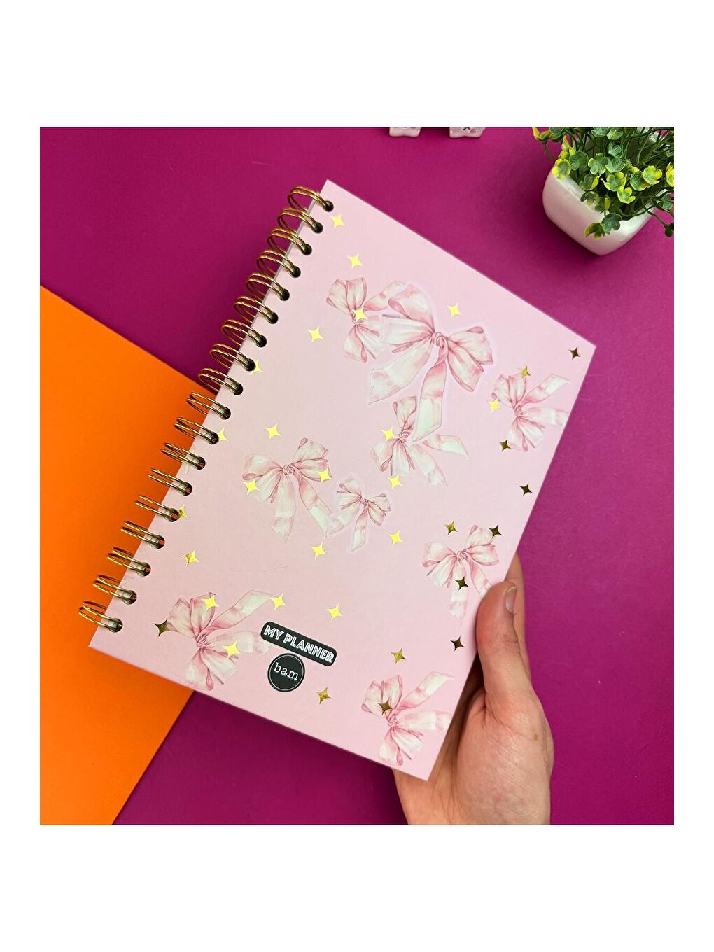 Altın Yaldızlı Fiyonk Tasarımlı Konuşan Ajanda-1