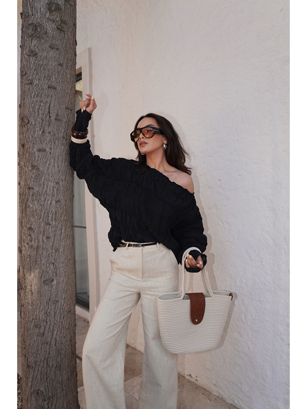 Karışık Kadın Siyah Gipeli Bluz 1040-4066-3