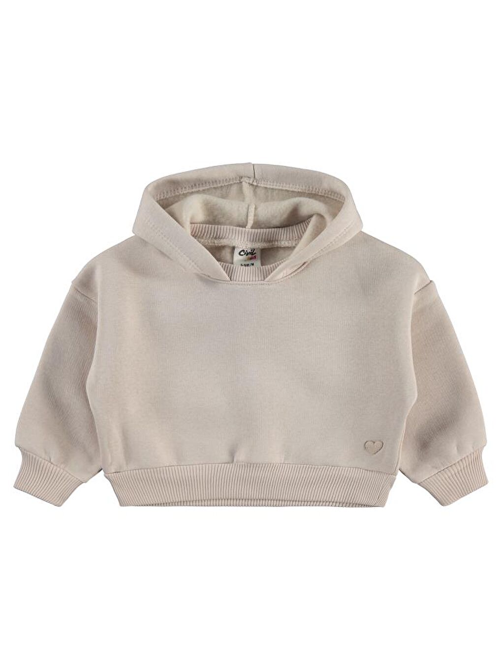 Baby Kalp Nakışlı Basic 6-18 Ay Sweatshirt - Bej 9-12 Ay-1