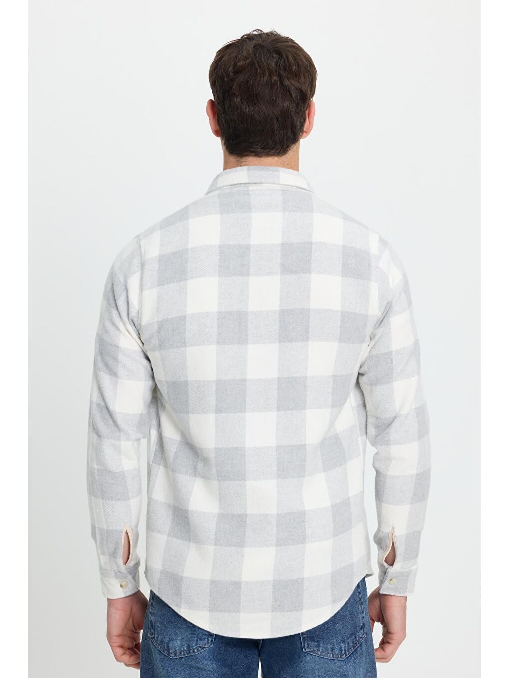Karışık Erkek Slim Fit Dar Kesim Uzun Kollu Kapaklı Çift Cepli Kareli Kışlık Oduncu Gömlek-6