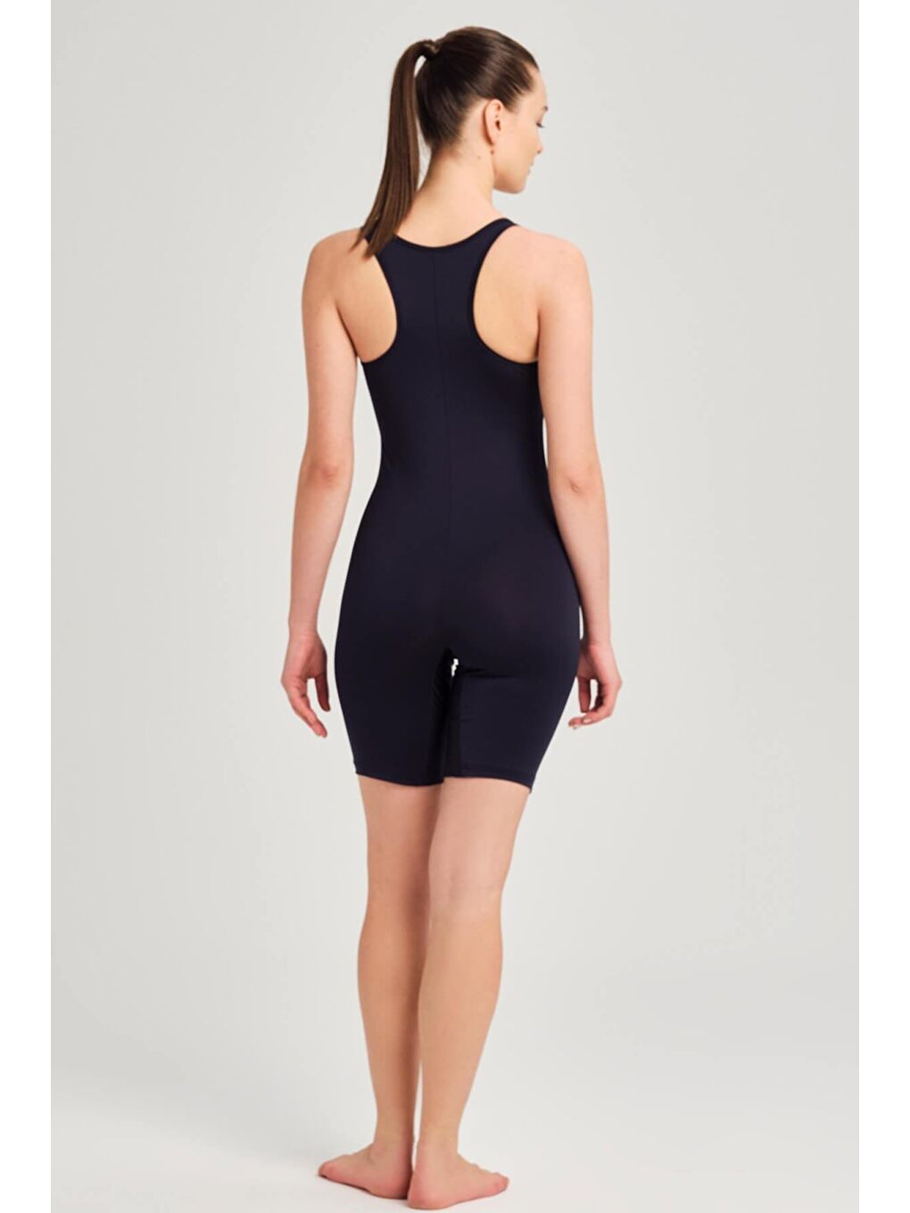 Fermuarlı Yüzücü Sırt Lacivert Yüzücü Tulumu 3064-2