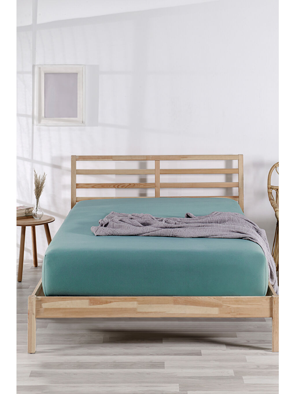 Turkuaz %100 Pamuk 180x200 Çift Kişilik Lastikli Çarşaf