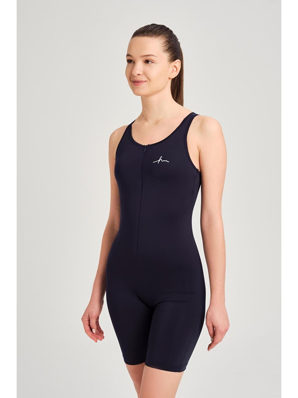 Fermuarlı Yüzücü Sırt Lacivert Yüzücü Tulumu 3064-3