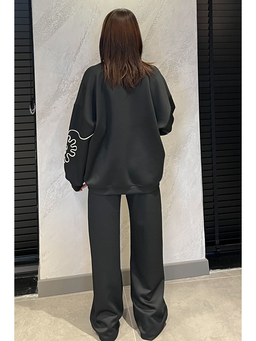 Siyah Nakışlı Tunik Pantolon İkili Takım-3