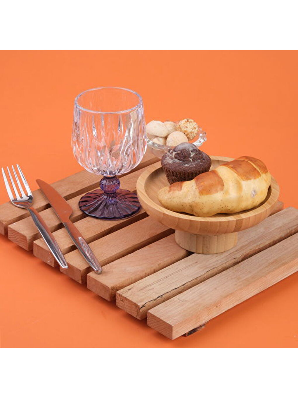 Renksiz Kitchen Ayaklı Borosilikat Cam Bardak - Mavi / Şeffaf - 210 ml-2