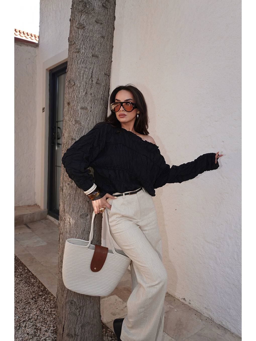 Karışık Kadın Siyah Gipeli Bluz 1040-4066-4