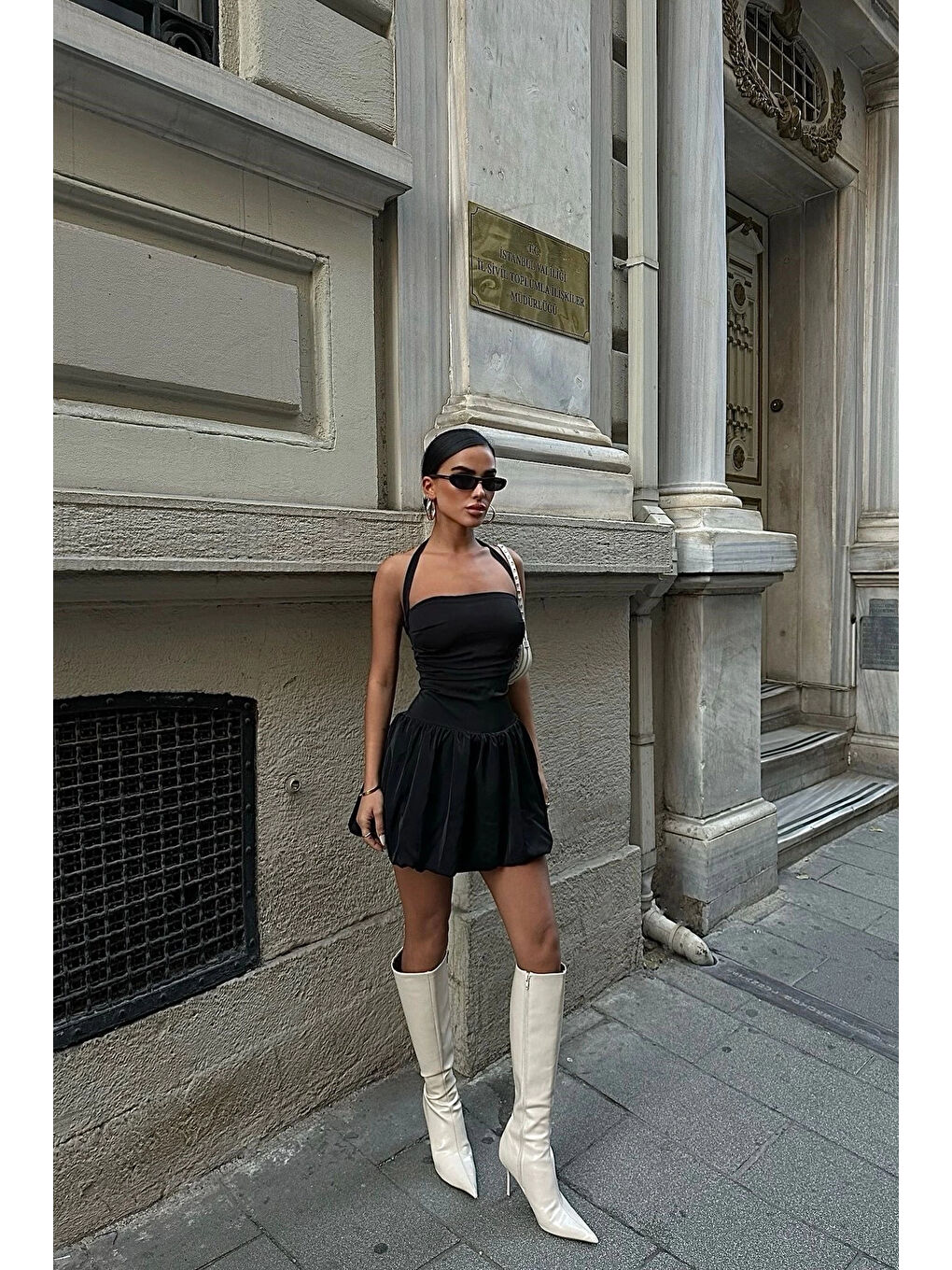 Karışık Kadın Siyah Halter Yaka Elbise 1026-221625-5