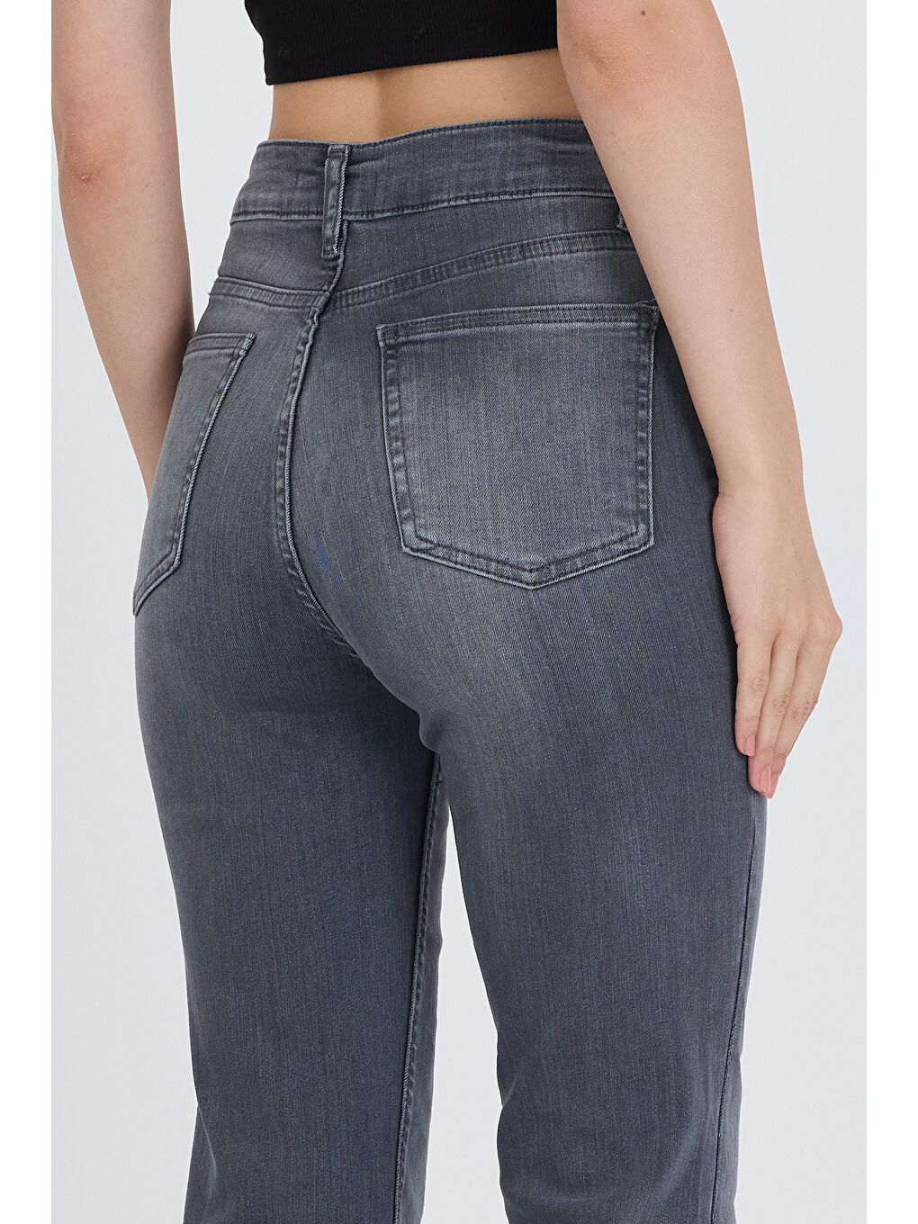 Gri İspanyol Paça Esnek Kumaş Regular Kadın Jean Kadın Jean Pantolon 2833-4