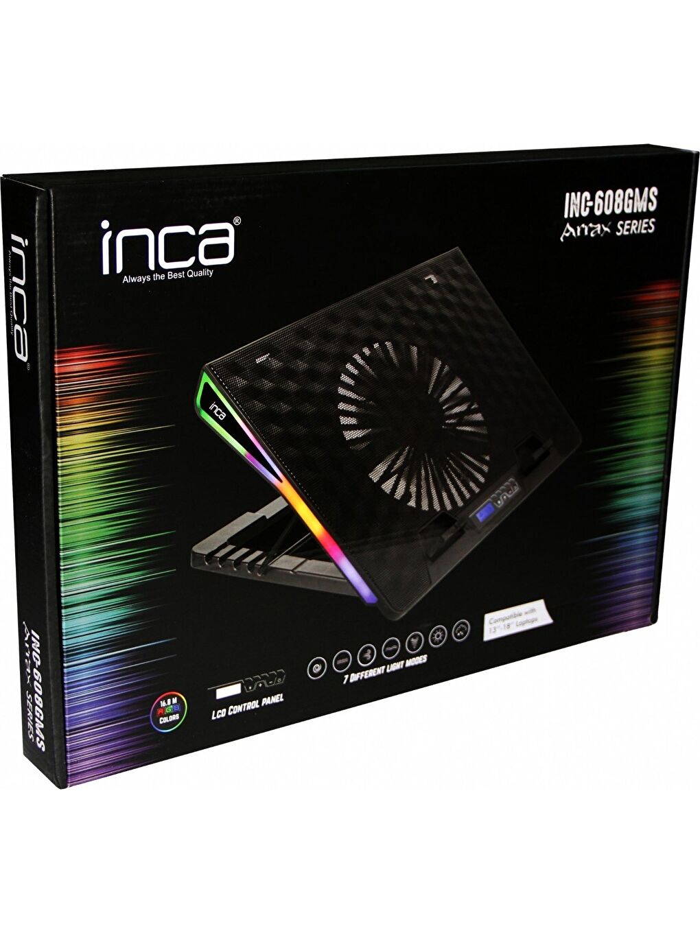 Inca INC-608GMS Bıg Fan, Rgb LCD Panel, 7 Rgb Mode 13 ”-18” Gaming Notebook Soğutucu-6