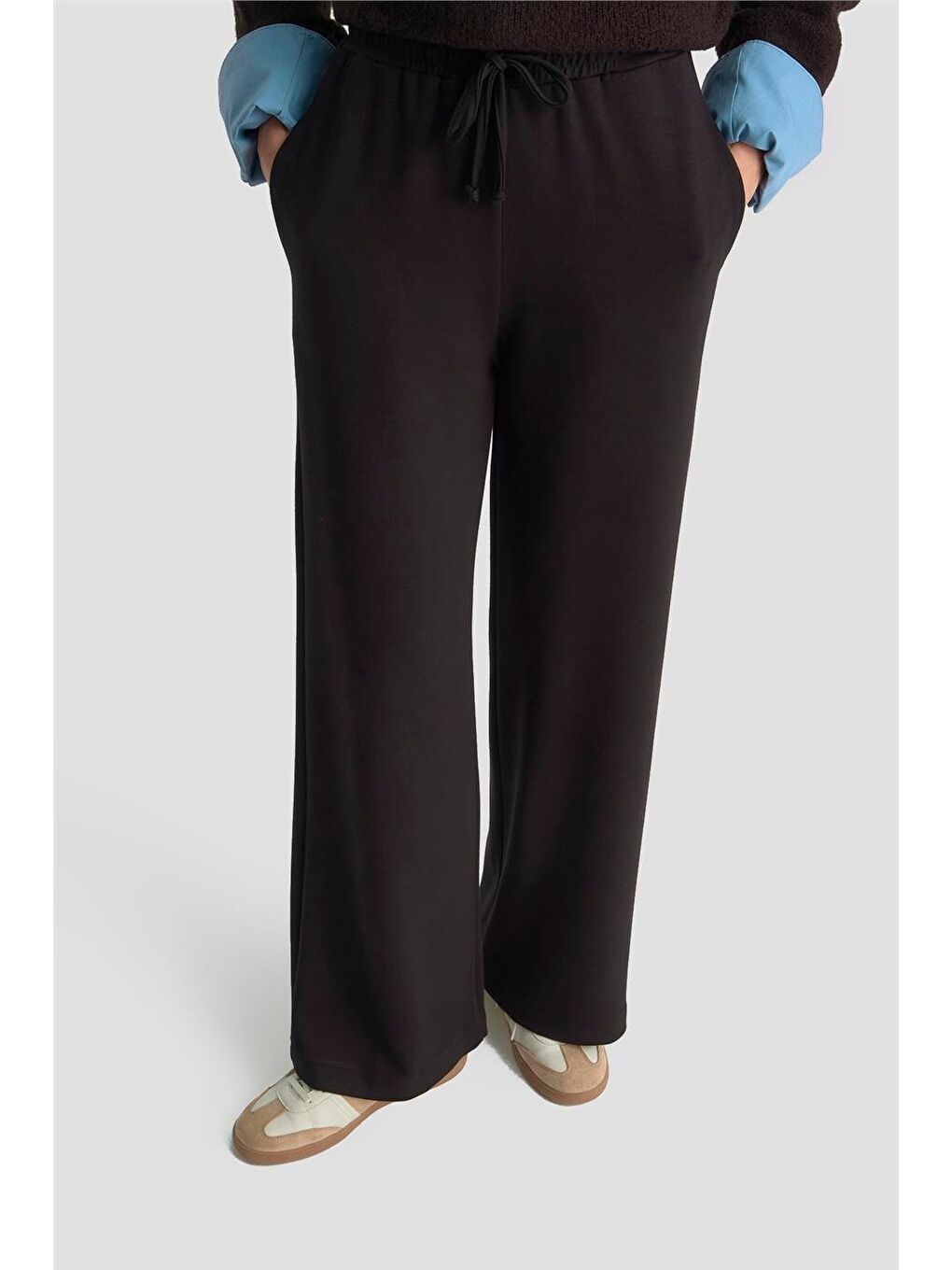 Beli Lastikli Palazzo Pantolon 25Kd4039 Siyah-2