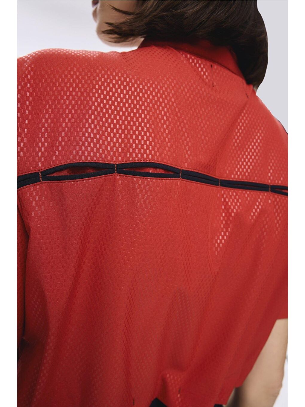 Kuşak Detaylı Dokulu Kumaş Kırmızı 5 Parça Yarı Kapalı Mayo Takımı 5046-9