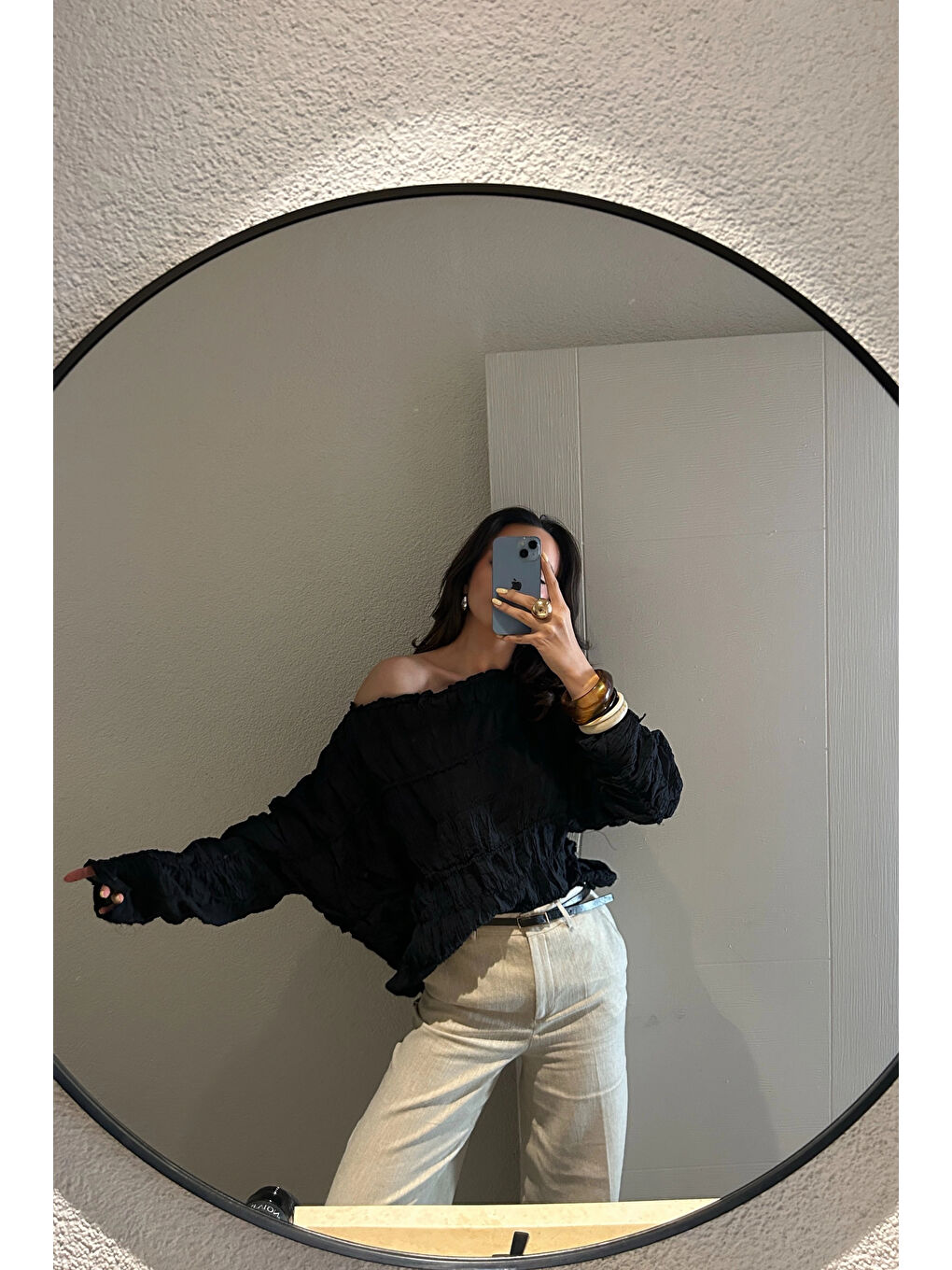 Karışık Kadın Siyah Gipeli Bluz 1040-4066-5