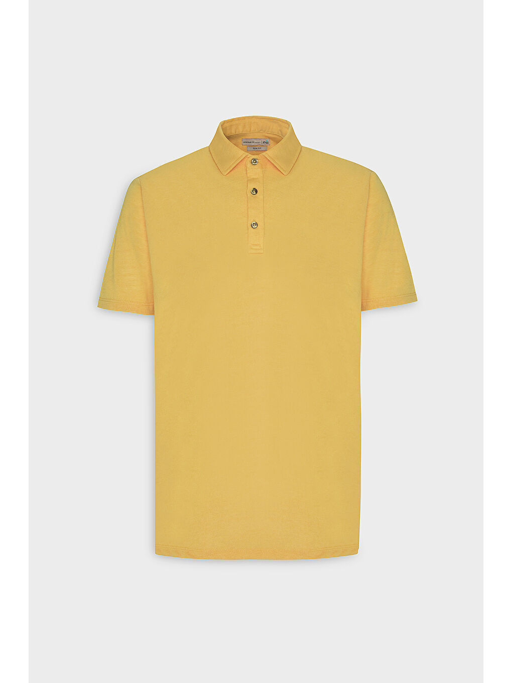 Erkek Koyu Sarı Slim Fit Dar Kesim Polo Yaka Düz Casual Tişört-5