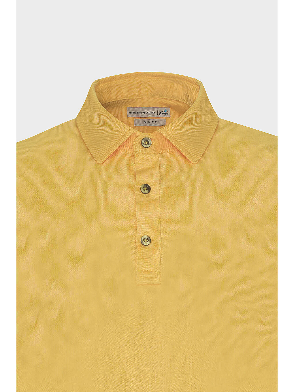 Erkek Koyu Sarı Slim Fit Dar Kesim Polo Yaka Düz Casual Tişört-6