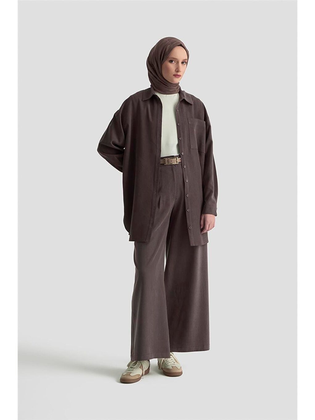 Kahverengi Palazzo Pantolon Acı Kahve