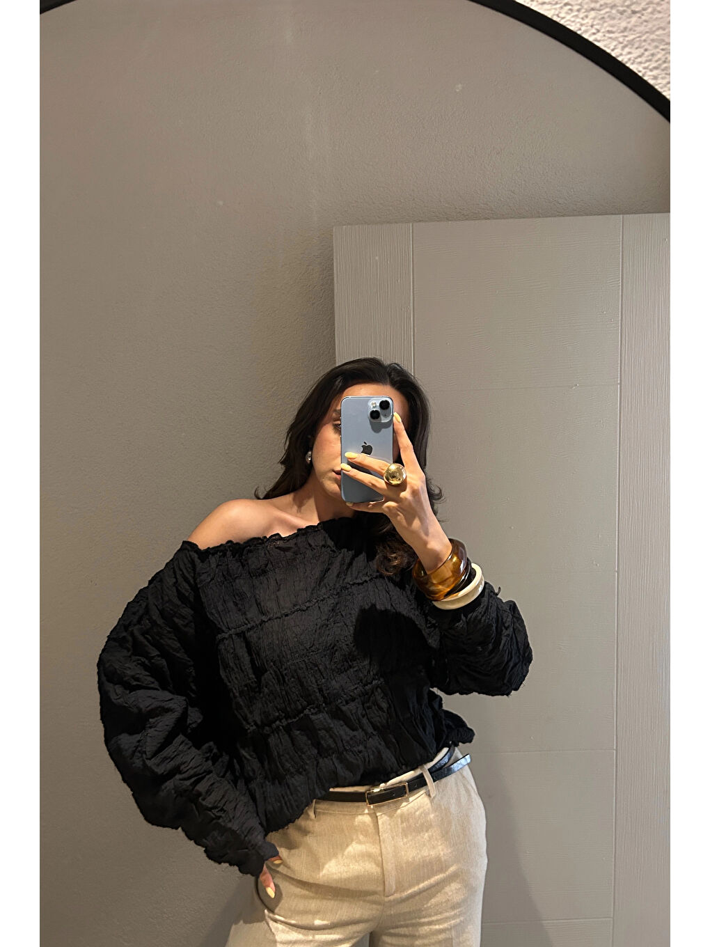 Karışık Kadın Siyah Gipeli Bluz 1040-4066-6