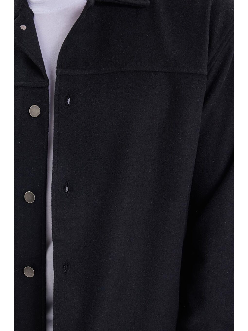 Erkek Relax Fit Rahat Kesim Yandan Flota Cep Oduncu Siyah Kaşe Ceket Mont-2