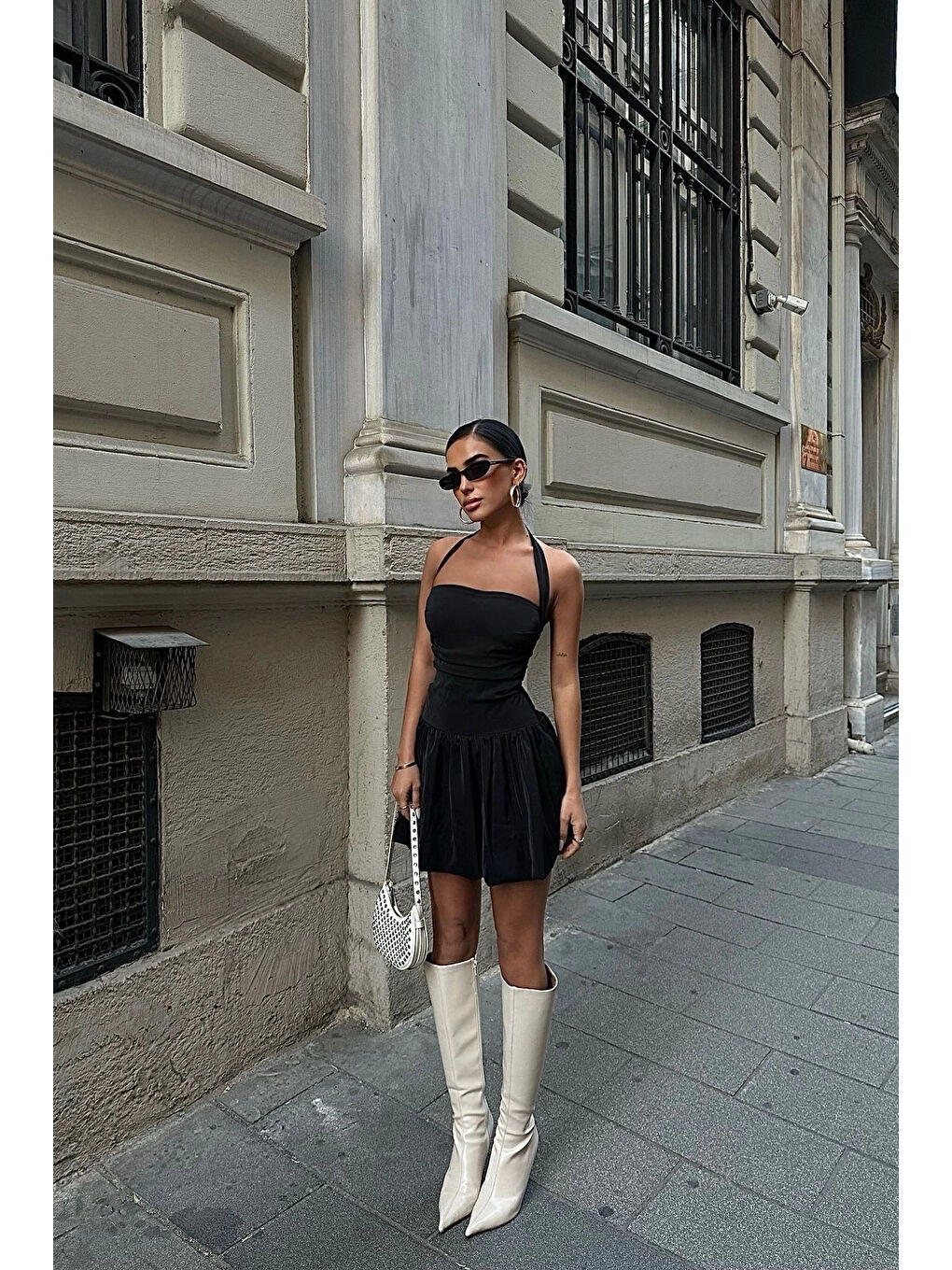 Karışık Kadın Siyah Halter Yaka Elbise 1026-221625-8