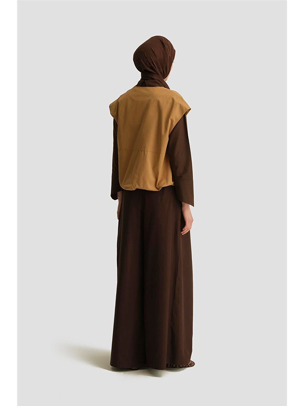 Kahverengi Pileli Lyocell Pantolon Etek 25Y2801 Acı Kahve-3