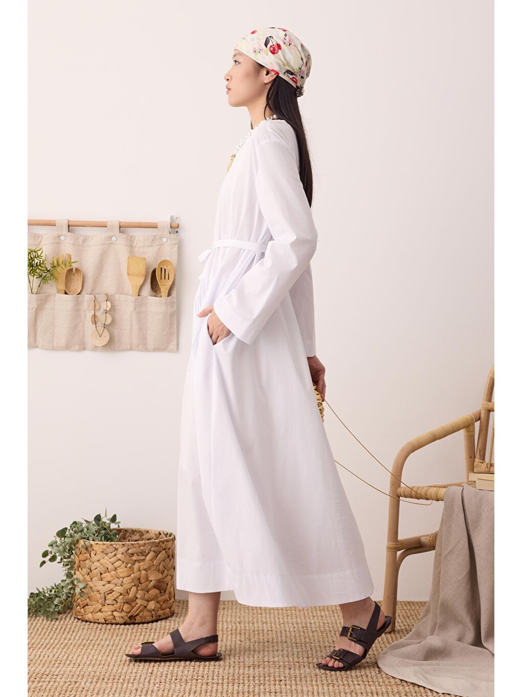 Çok Pileli Elbise Ekru-1