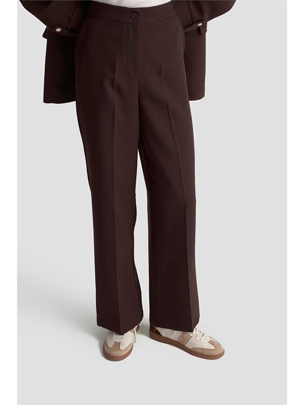 Kahverengi Yüksek Bel Pantolon 25Km1024 Acı Kahve-2