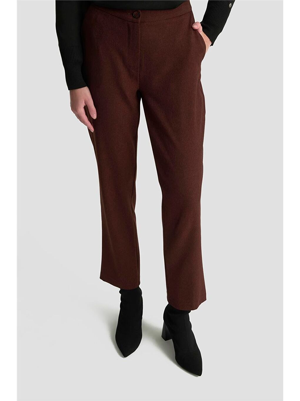 Kahverengi Beli Lastikli Klasik Pantolon 25Kd1113 Kahve-2