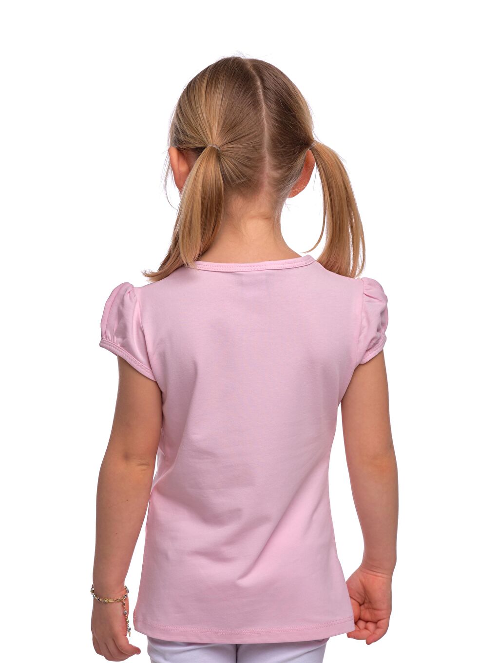 Pembe Kız Çocuk Kısa Kollu Basıc Tişört-2