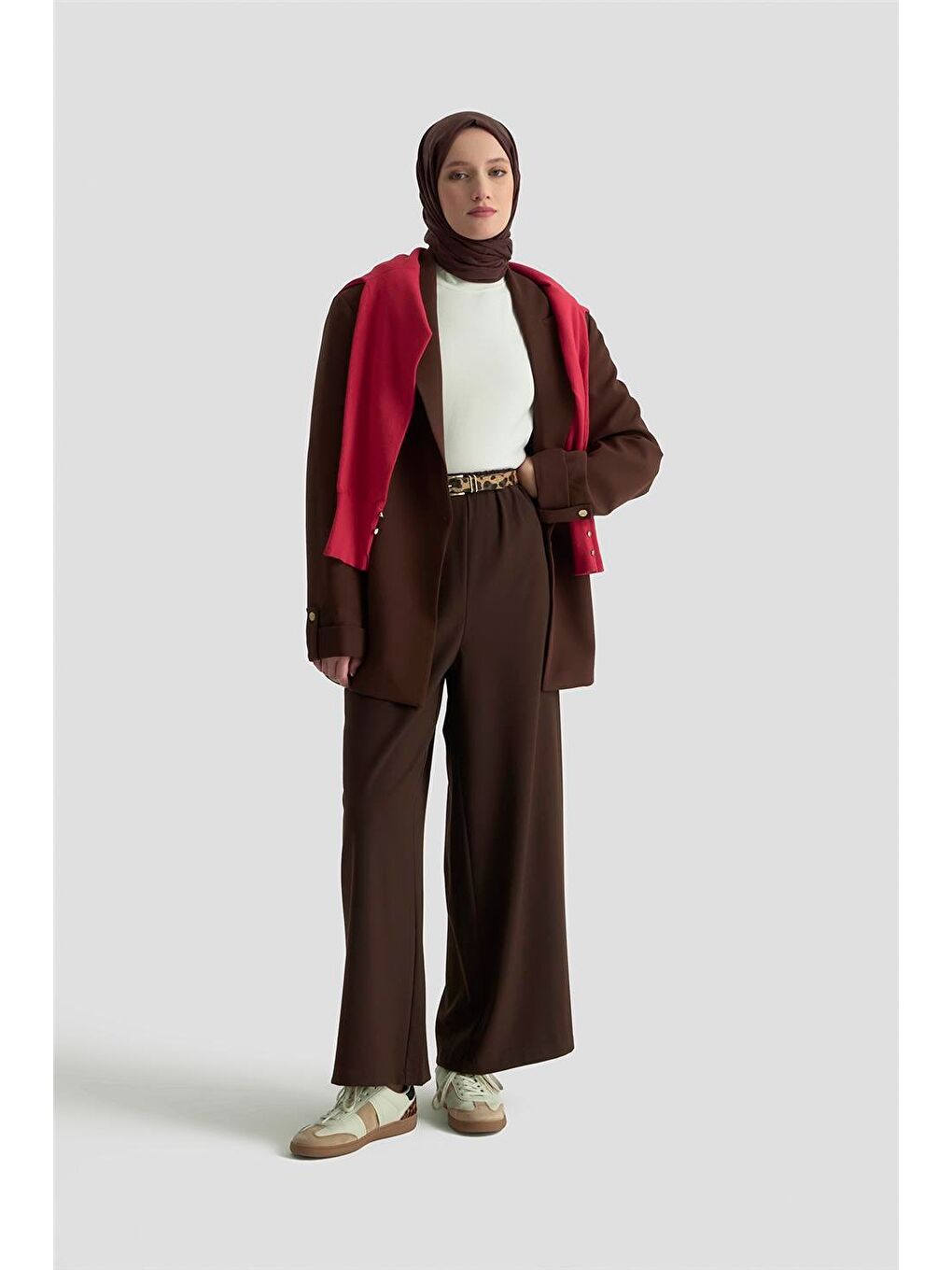Geniş Paça Pantolon Etek 25Kd1304 Kahverengi-1