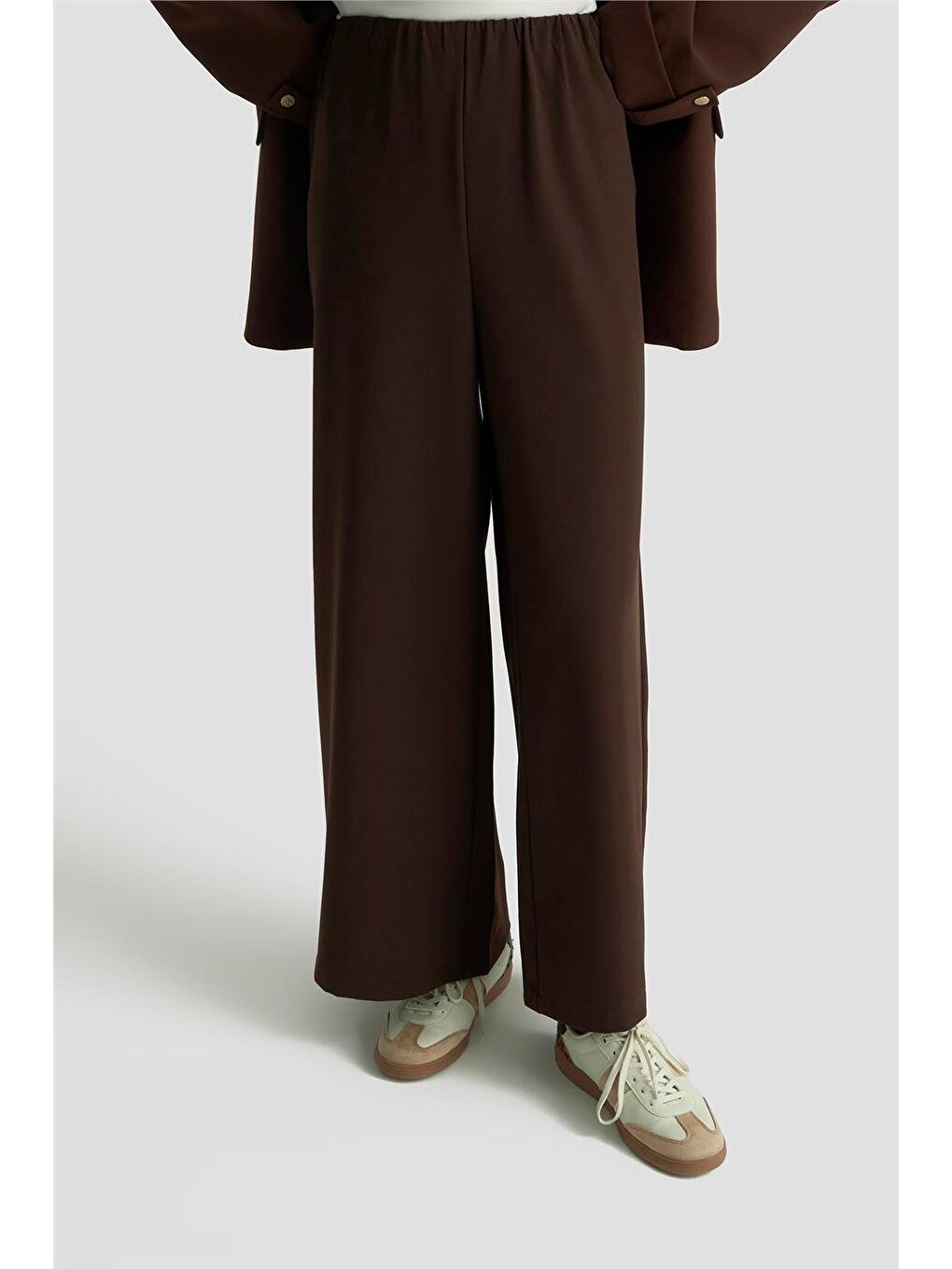 Geniş Paça Pantolon Etek 25Kd1304 Kahverengi-2