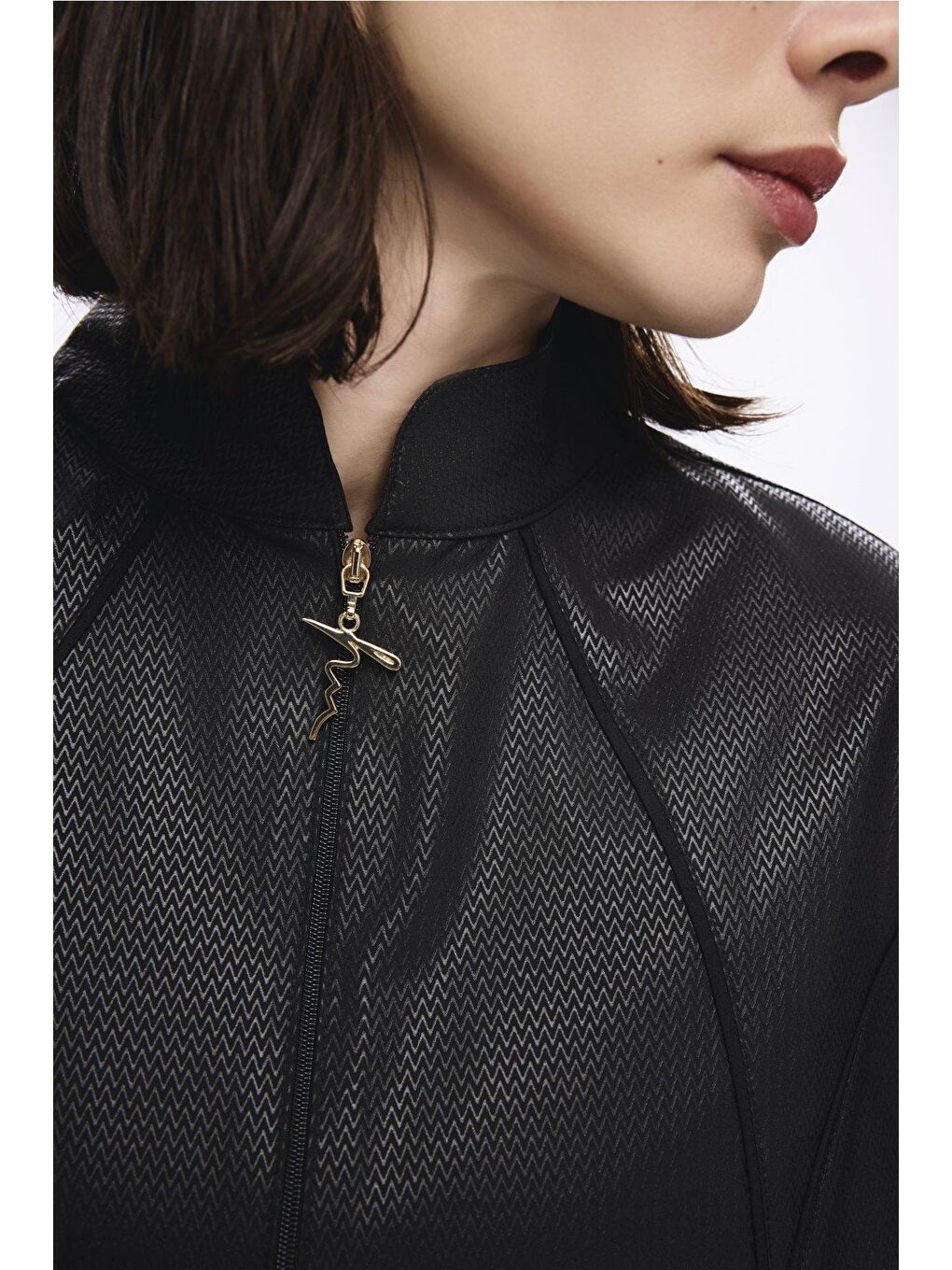 Kemer Toka Detaylı Dokulu Kumaş Siyah 5 Parça Yarı Kapalı Mayo Takımı 5039-10