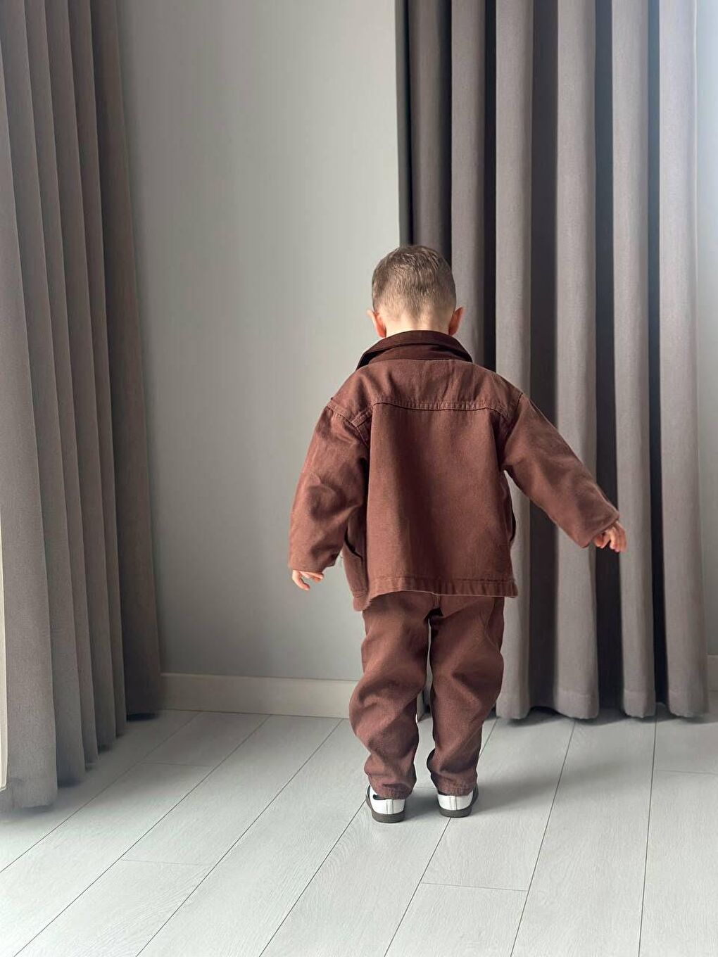Erkek Çocuk Pamuklu Kahverengi Ceket Ve Pantolon Takım-8