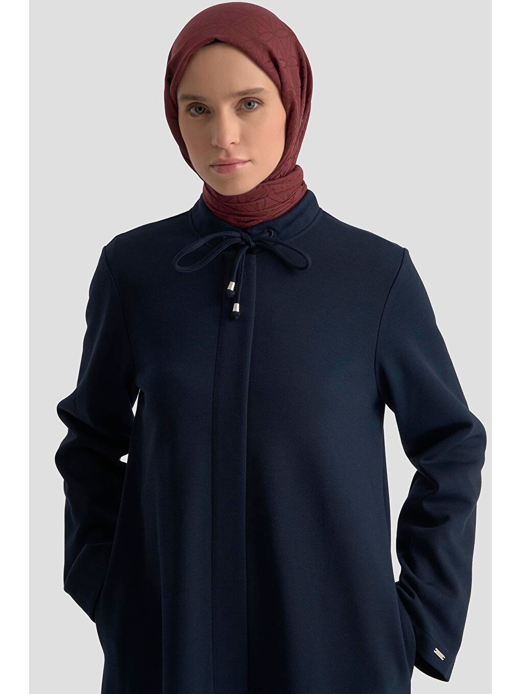 Aksesuar Yakalı Örme Ferace 25K8404 Lacivert