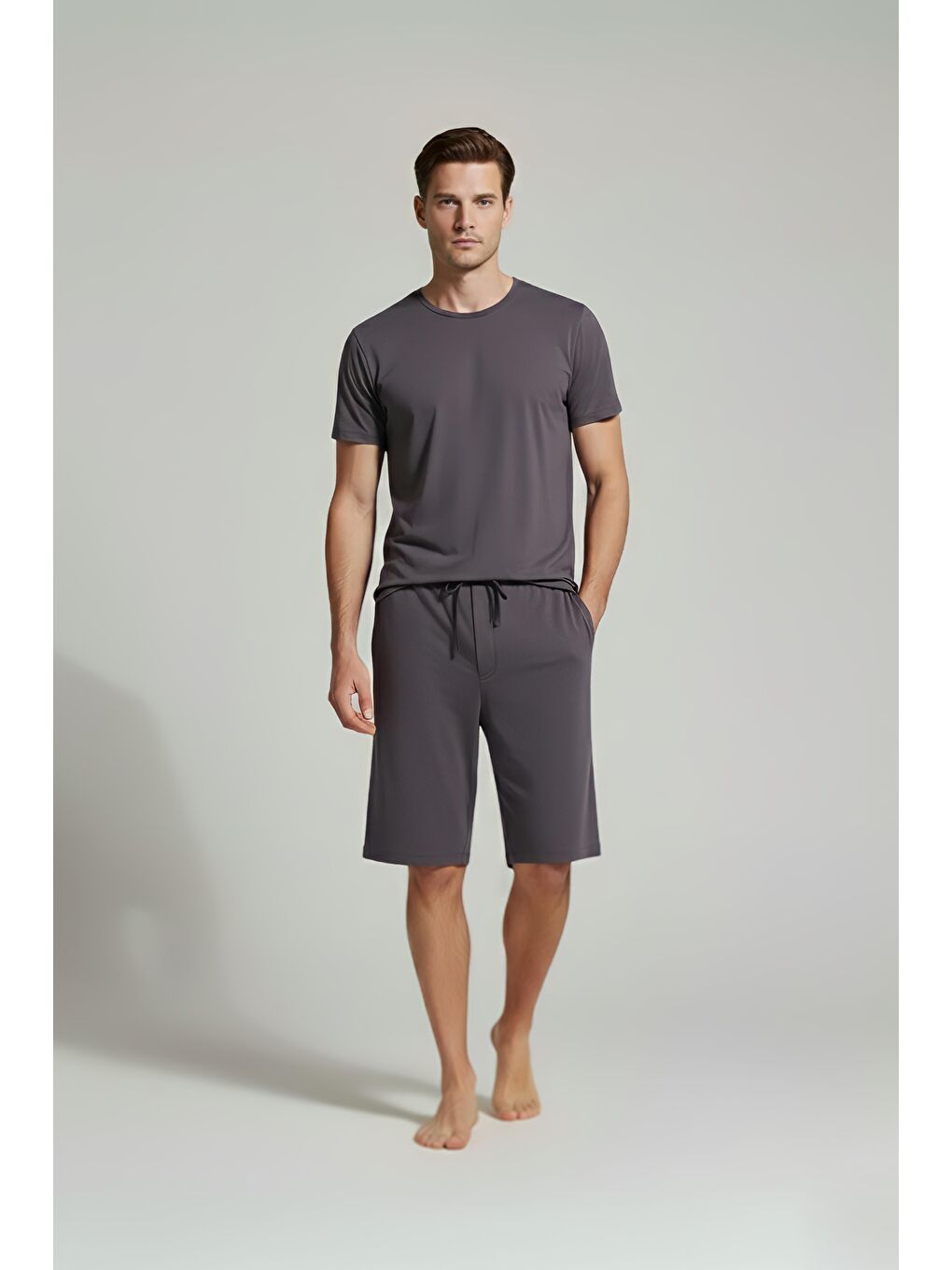 Antrasit Erkek Kısa Cepli Esnek Elastanlı Viskoz Şort MAN03-1