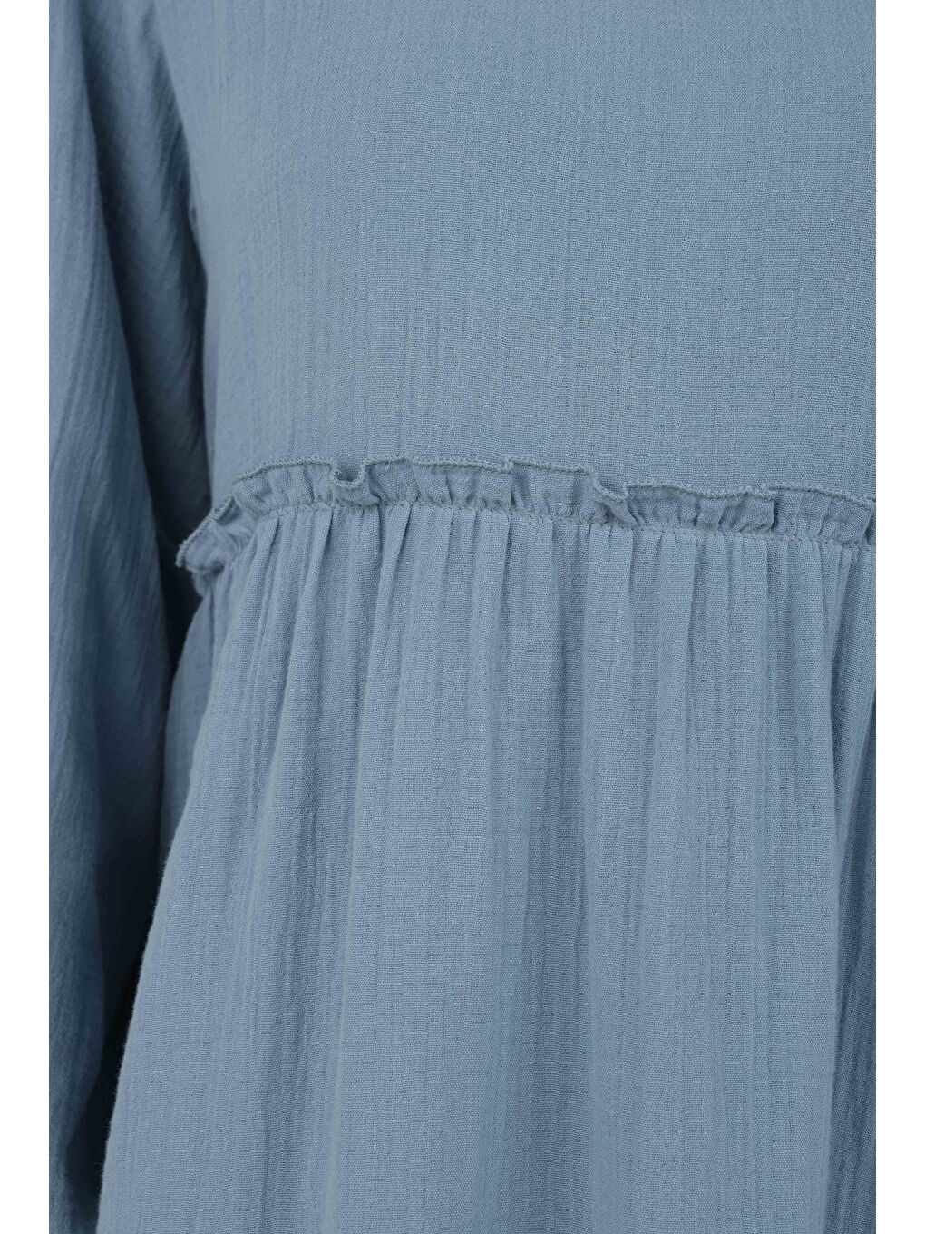 Müslin Elbise Pastel Mavi-4