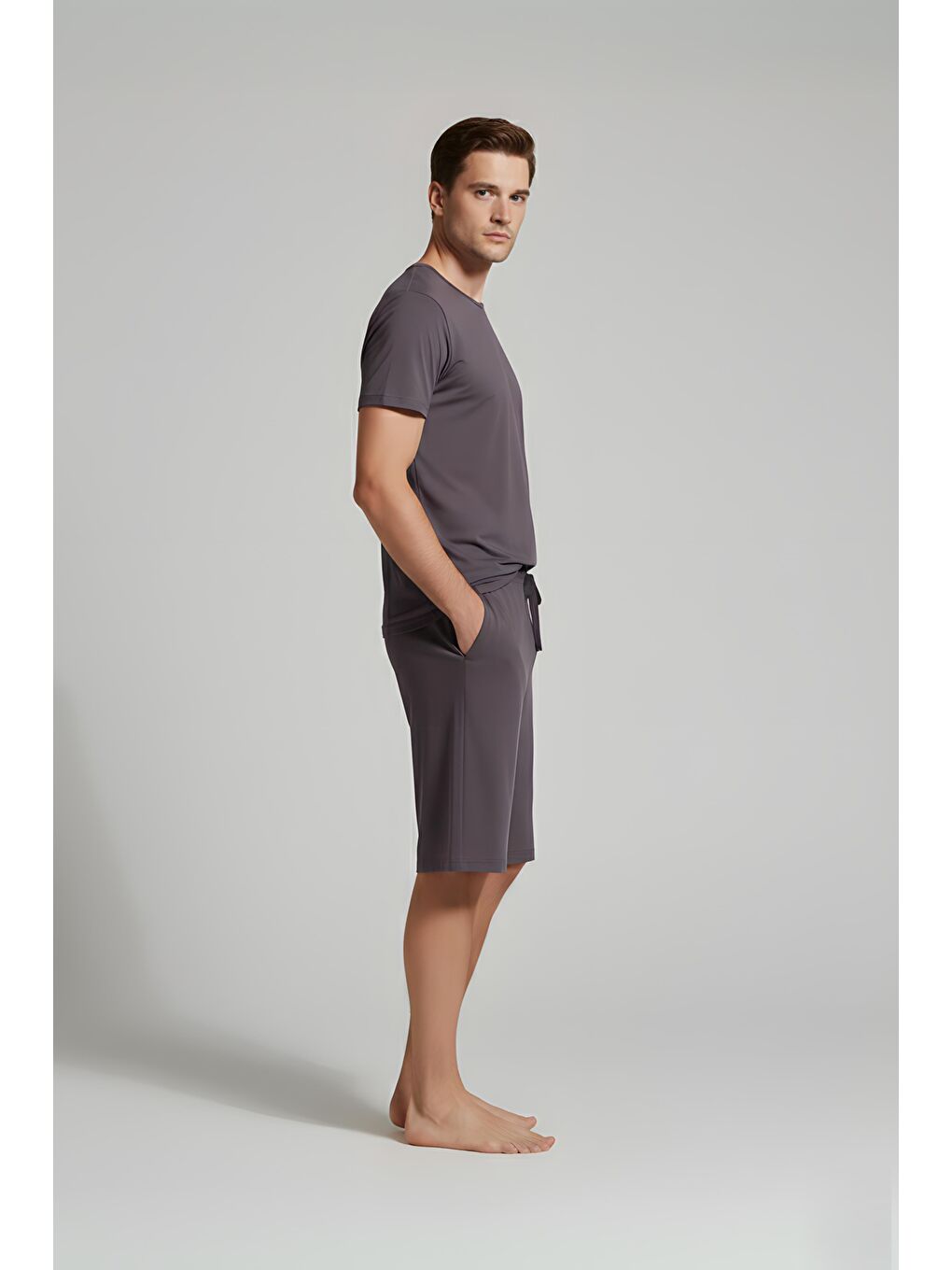 Antrasit Erkek Kısa Cepli Esnek Elastanlı Viskoz Şort MAN03-2