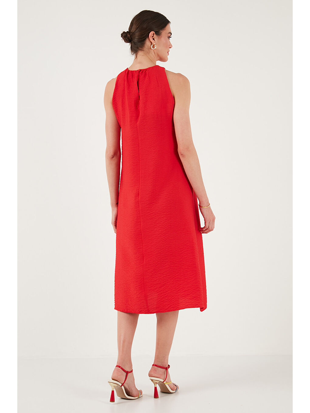 Kırmızı Regular Fit Halter Yaka Midi Boy Kadın Elbise 67810049-6