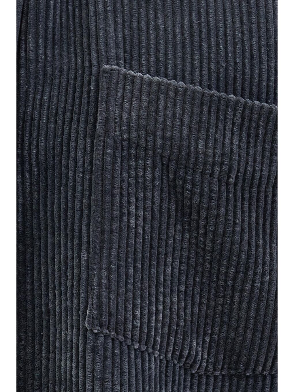 Erkek Regular Fit Rahat Kesim Fitilli Kadife Görünüm Düğmeli Yaka Gri Ceket Gömlek-5