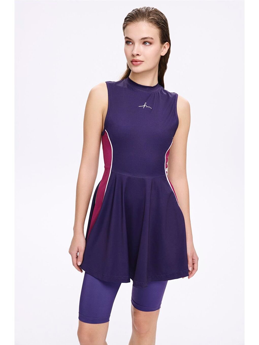 Spor Kesim Mor 4 Parça Yarı Kapalı Mayo Takımı 5028-1