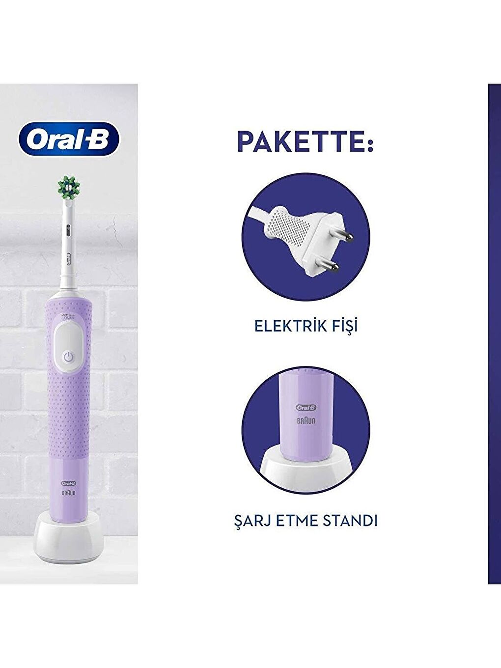 Oral-B Vitality Pro Lila Protect X Clean Şarjlı Diş Fırçası - 1