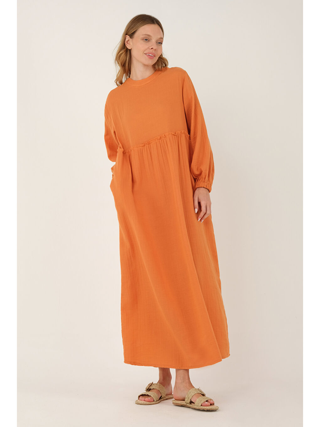 Müslin Elbise Turuncu-1