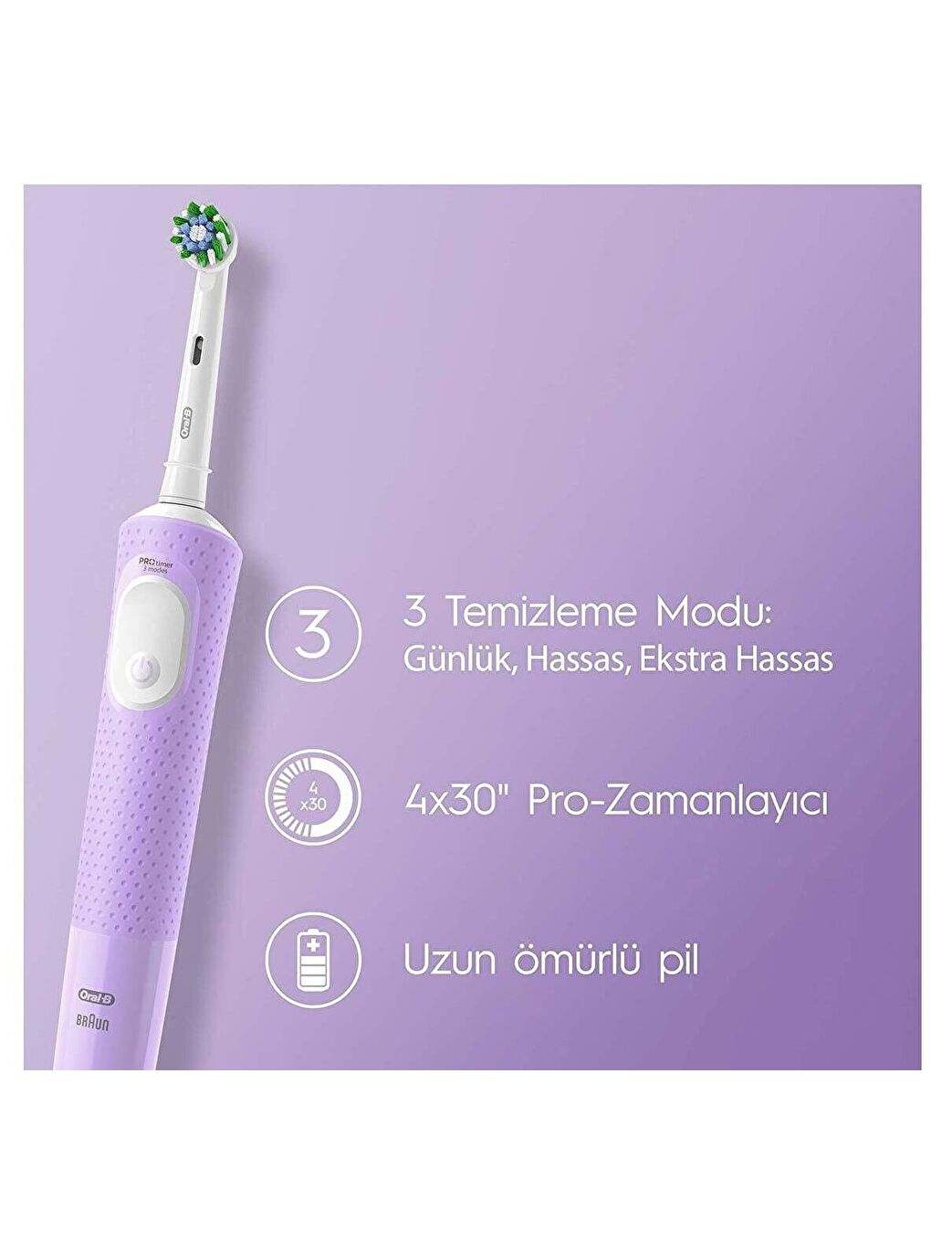 Oral-B Vitality Pro Lila Protect X Clean Şarjlı Diş Fırçası - 2