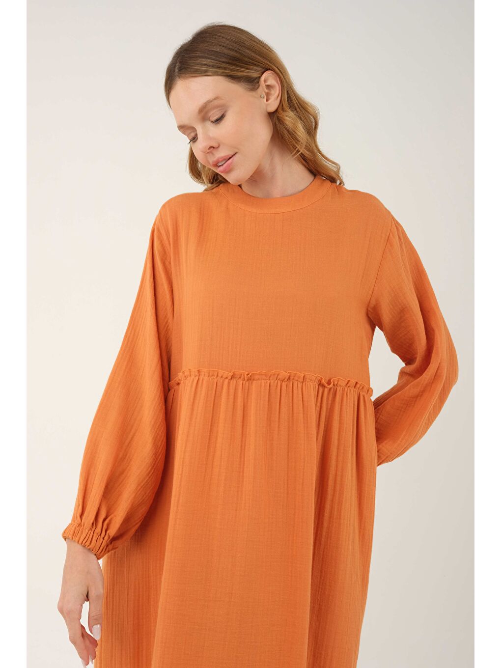 Müslin Elbise Turuncu-3
