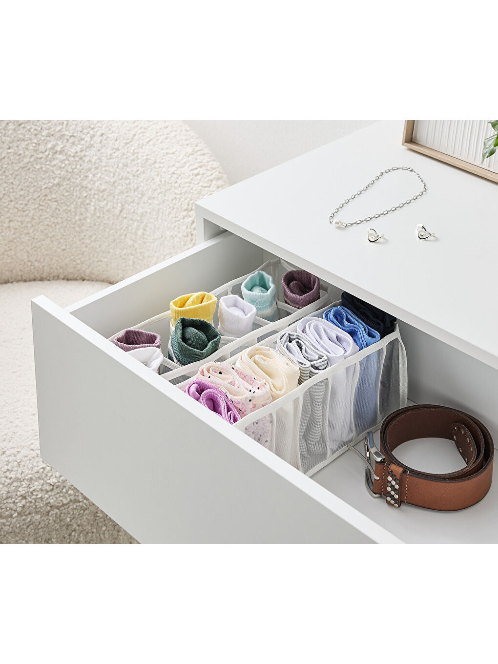 Beyaz 2 Adet Gardırop Düzenleyici, Küçük