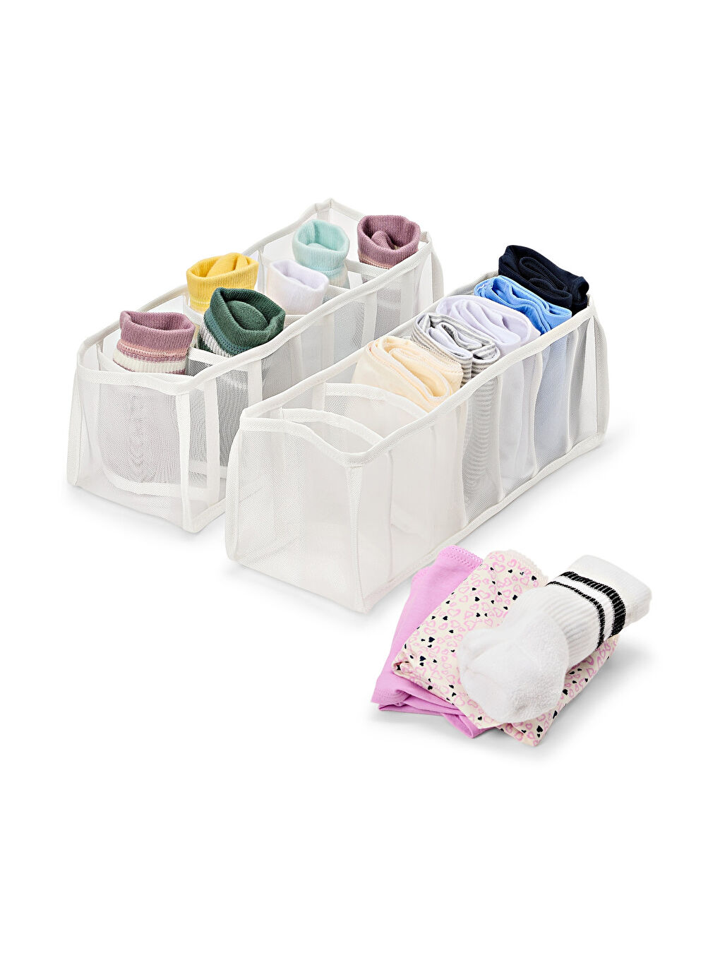 Beyaz 2 Adet Gardırop Düzenleyici, Küçük-1