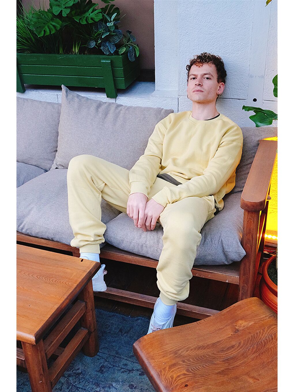 Kahverengi Erkek Vibe Oversize Hardal Sweatshirt-1