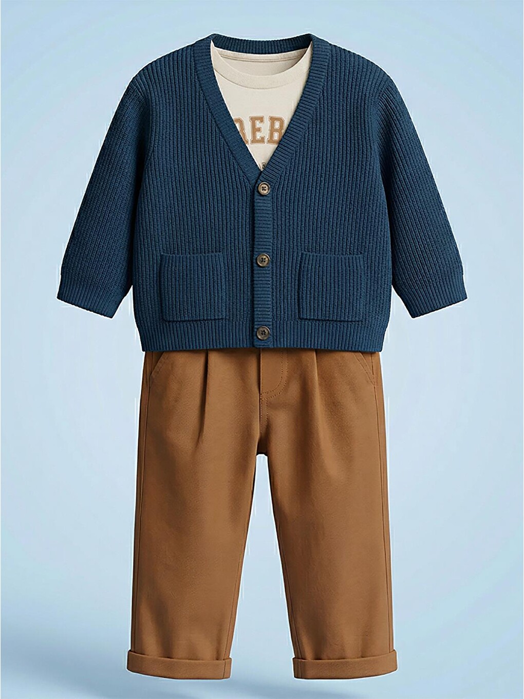 Baby V Yaka Hırka 3'lü Set 6-18 Ay Takım - Yeşil